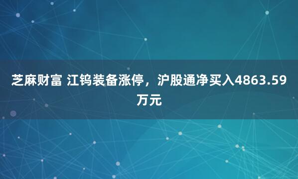 芝麻财富 江钨装备涨停，沪股通净买入4863.59万元