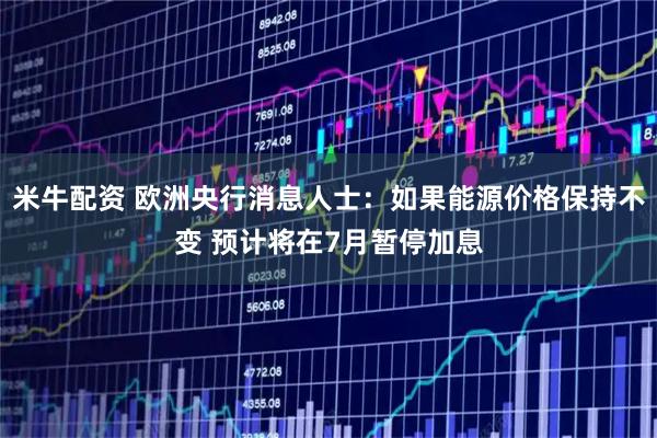 米牛配资 欧洲央行消息人士：如果能源价格保持不变 预计将在7月暂停加息